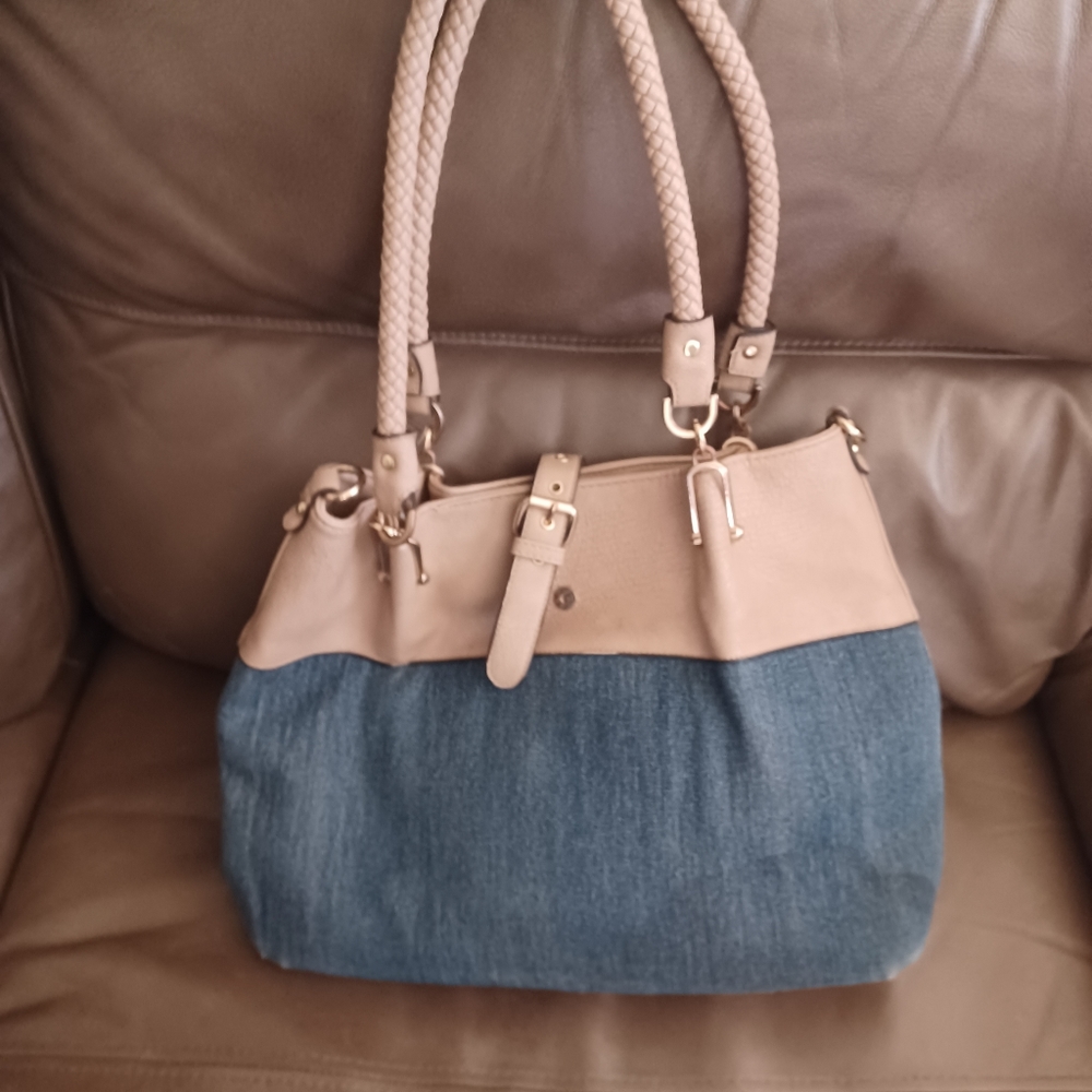 Blue and Beige Handbag